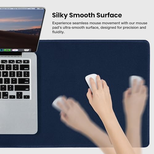 ALOANES Non-Slip Extended Mouse Pad Office&Home Desk Mat Stitched Edge - color: Navy, size: 27.6L x 11.8W inches