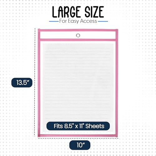 Essex Wares - 6 Pack, Pastel Colors Dry Erase Pockets, 10" W x 13.5" T - color: Pastel Colors