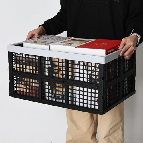 2 Pack 42 L Collapsible Crate Storage, Plastic Folding Storage Crates for Car Trunk, Grocery, Moving, Home & Office - size: 19.6" x 13.7" x 10.2"