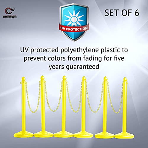 Montour Line Plastic Stanchion Kit, 6 Yellow Posts with 50-Foot Chain - color: Yellow