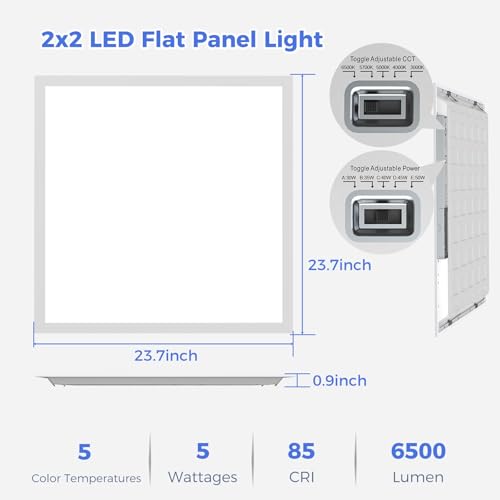 AIKVSXER 30 Pack 2x2 LED Flat Panel Light, Recessed Drop Ceiling Light Kitchen Lighting Fixtures,Bright 6500LM,0-10V Dimmable,Switchable 3000K/4000K/5000K/5700K/6500K, 30W/35W/40W/45W/50W - size: 2x2-30p