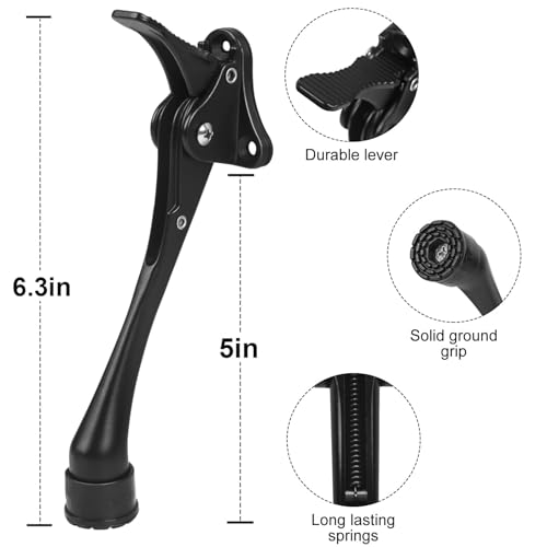 2 Pack 6 Inch Black Kick Down Door Stoppers for Bottom of Door, Heavy Duty Kickdown Door Stop, One Touch Kick Down Door Stoppers - color: Black, size: 6 inch x 2pack