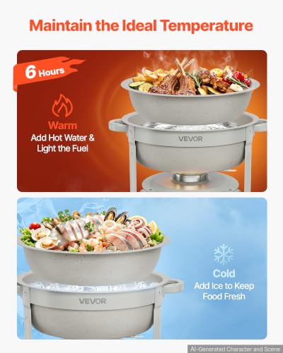 VEVOR 4 Packs Chafing Dishes for Buffet Set, 6QT Stainless Steel Chafer - color: White, size: 4packs 6QT