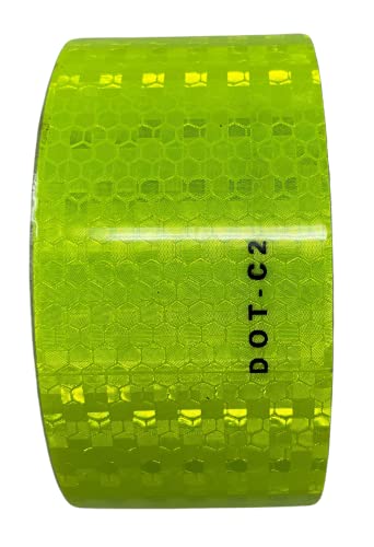 Fluorescent Yellow Green Reflective Tape DOT-C2 Conspiciuity Tape - Commercial ROLL - Automobile Car Truck Boat Trailer Semi Construction Equipment Safety (Fluorescent Yellow Green) (2 in x 20 FT) - size: 2 IN x 20 FT
