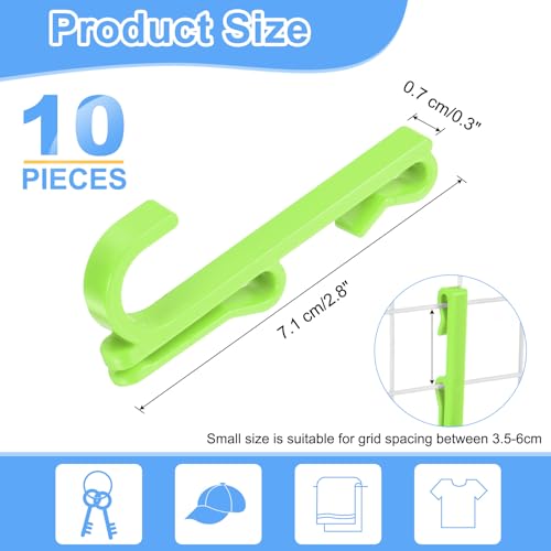 uxcell 10 Grid Wall Hooks, 2.8 Inch Grid Wall Panel Plastic Utility Hook, Shelf Hooks for Garage Store Warehouse Shop Home Hanging, Green - color: Green