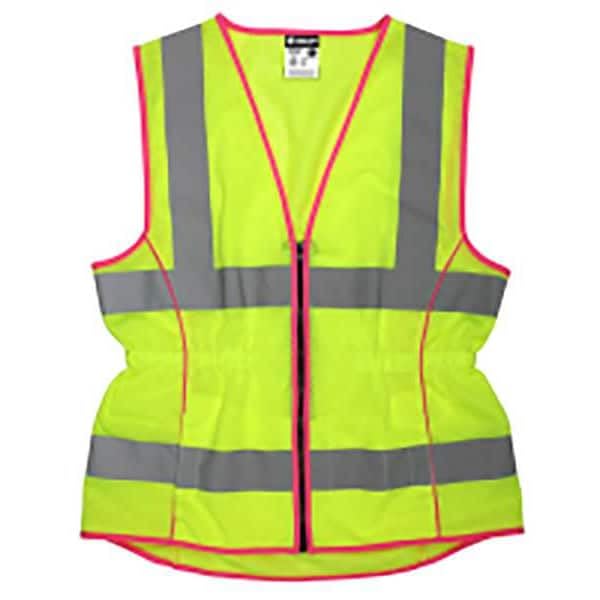 MCR Safety LVCL2MLX2 Ladies Sized Class 2 Lightweight Safety Vest, Silver Reflective Stripe, Zipper Front, Lime, 2X-Large - size: XX-Large