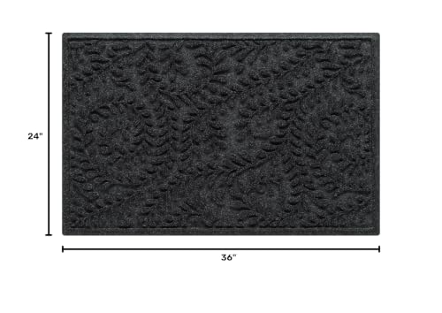WaterHog Boxwood Front Door Mat Indoor Outdoor Entrance, All-Weather Mats - color: Charcoal, size: Medium 23"x36" (2’x3’)