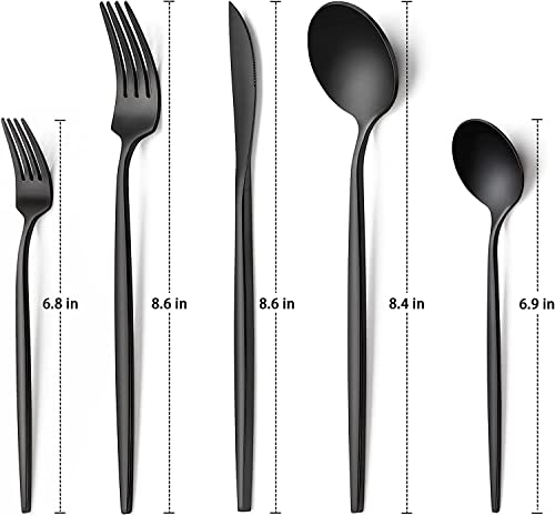 60-Piece 12 Setting Black Silverware, Food-Grade Stainless Steel Flatware Cutlery Set for Home, Office, Restaurant, Hotel - color: Black