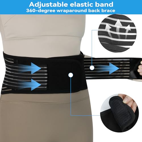 Back Support with Magnet, Back Brace for Lower Pain Relief, Tourmaline Magnetic Back Support Belt for Men & Women, Self Heating & Soothing Lumbar Support Belt For Herniated Disc and Sciatic - color: deep black