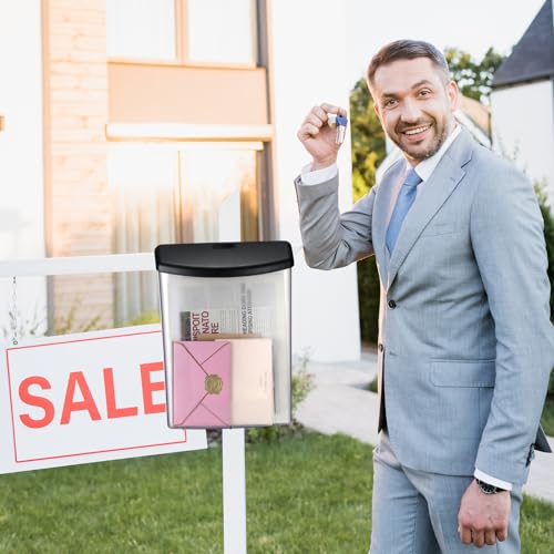 Menkxi 3 Pcs Estate Brochure Box Wall Mount Waterproof Flyer Holder, Black - color: Black