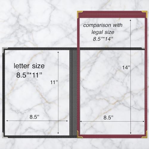 10Pcs Black PVC Clear Menu Covers 8.5x11, Bifold, 2 Page 4 View - color: black with silver corners, size: 2 Pages - 8.5" x 11"