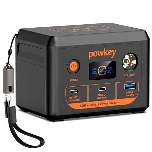 powkey 100W PD Laptop Rechargeable Power Station with USB-C Cable - color: Black Orange