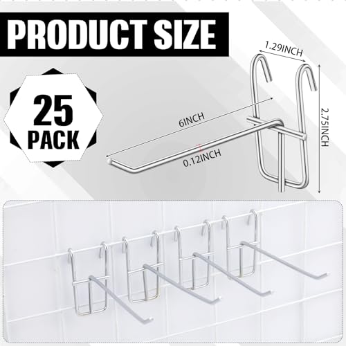 Moxweyeni 25 Pack Grid Wall Hooks, 6 Inch Silver Gridwall Hanger - color: Silver, size: 6 Inch