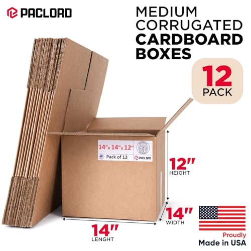 Medium Moving Cardboard Boxes 14"L x 14"W x 12"H (Pack of 12) - USA-Made Packing Boxes for Moving, Shipping, or Storage - USPS, UPS, FedEx Approved - Professional Packing Supplies - color: Pack of 12, size: Medium 14x14x12"