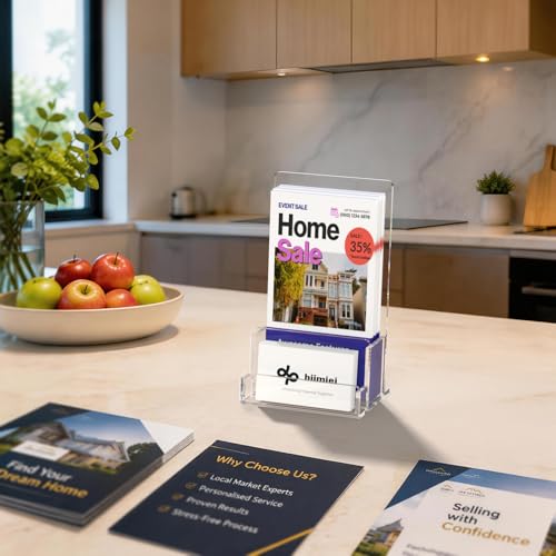 HIIMIEI Flyer and Business Card Holder: Acrylic Brochures Holder 4 x 6 - size: 4x6