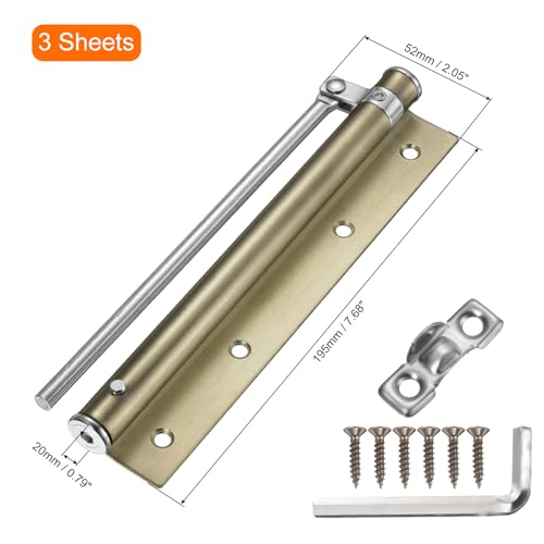 uxcell 3 Pcs 195mm/7.68" Spring Door Closer, Stainless Steel Automatic Door Closers with Adjustable Closing Speed for Home Self-Closing 5kg Door, Bronze - color: Bronze, size: 195mm