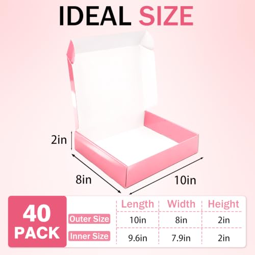 10x8x2 in Shipping Boxes 40 Pack, Glossy Pink Corrugated Cardboard Boxes for Shipping Small Business - color: Glossy Pink, size: 10x8x2 40 Pack