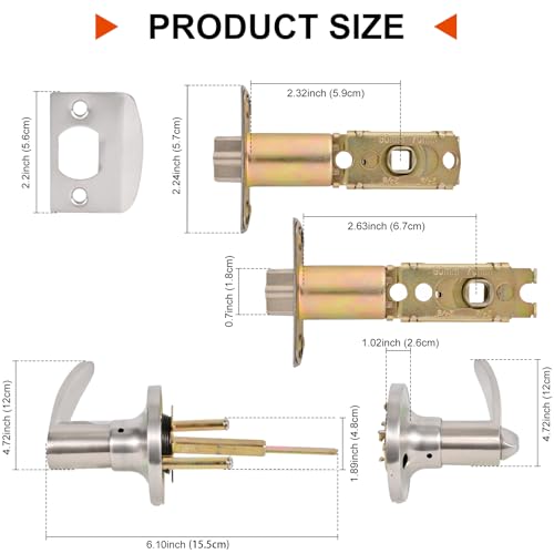 High-Security Stainless Steel Door Lever with Lock and Key,Silver - color: 8600-Silver