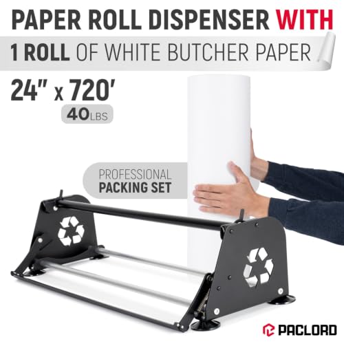 24" Paper Dispenser with Cutter + White Butcher Paper Roll