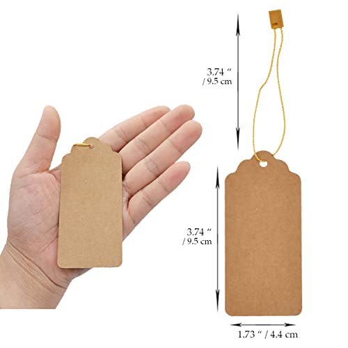 1000 PCS Kraft Paper Hanging Tags - Brown, Large, Ideal for Clothing & Gifts