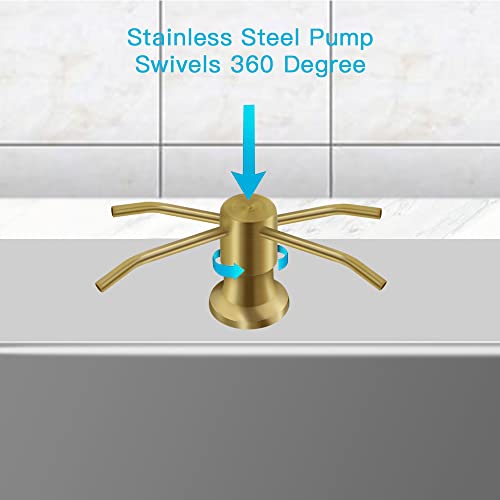 OHiHi Dish Soap Dispenser for Kitchen Sink, Countertop Sink Soap Dispenser Water Pump with 47” No-Spill Extension Tube Kit Design for Kitchen Bathroom, Easy to Press, No More Refills (Golden) - color: Golden