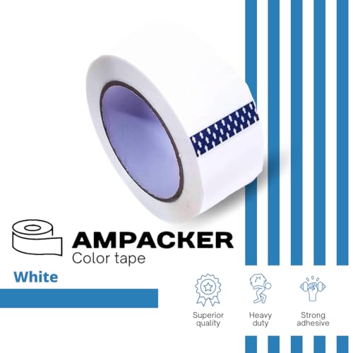 Heavy Duty Packaging Color Tape for Shipping,Packing and Moving 3" Wide x 2.0 Mil Thick -110 Yrd Roll -Acrylic Adhesive Tape for Box Sealing. (1 Roll, White, 3" Wide x 110 yds) - color: white, size: 3" wide x 110 yds