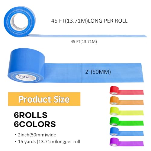 SIKEDEPRO Rainbow Colored Duct Tape 120 Pack,15 Yards x 2 Inch Heavy Duty Rainbow Waterproof Colored Tape Variety Pack,Tear by Hand,Great for Packaging, Arts & Crafts and DIY - size: 15 yards x 2 inches (Pack of 20)