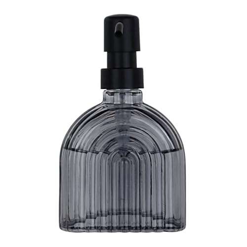 Glass Kitchen Soap Dispenser Bathroom, 9 Oz, Refillable Liquid Modern Soap Dispenser for Hand Soap, Lotion Dispensers Bottle - Home, Commercial Countertop Decor. (Grey) - color: Gray