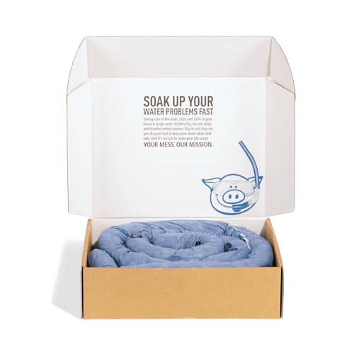 PIG Mildew-Resistant Absorbent Sock | Water Absorbing Snake | 3" W x 10' L | Absorbs up to 2.5 gal per Sock | 2 Count | PM50638 - color: Blue, size: 3" W x 10' L, style: 2-Pack