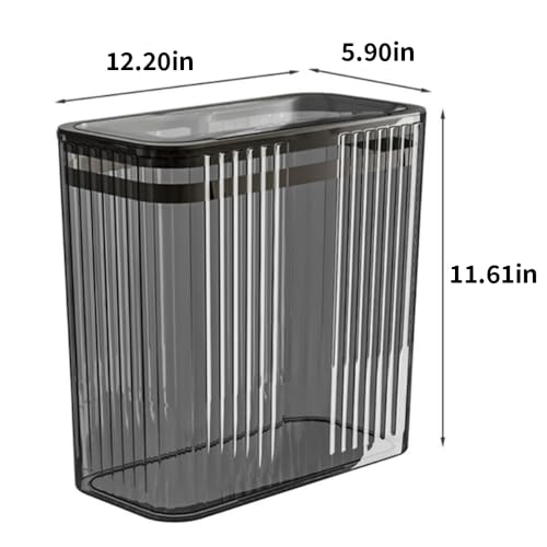 Transparent Trash Can, Bathroom Trash Cans with Lids, 3.5 Gallon Garbage Can for Bedroom, Office, Plastic Slim Waste Basket with Press Top Lid, 15L Clear Trash Bin for Home, Kitchen (Gray) - color: Black, style: Side Opening