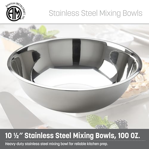 American METALCRAFT, Inc. SSB400 Stainless Steel Mixing Bowl, 10.5' Diameter, Silver, 4-Quart - size: 4 Quarts, style: Standard