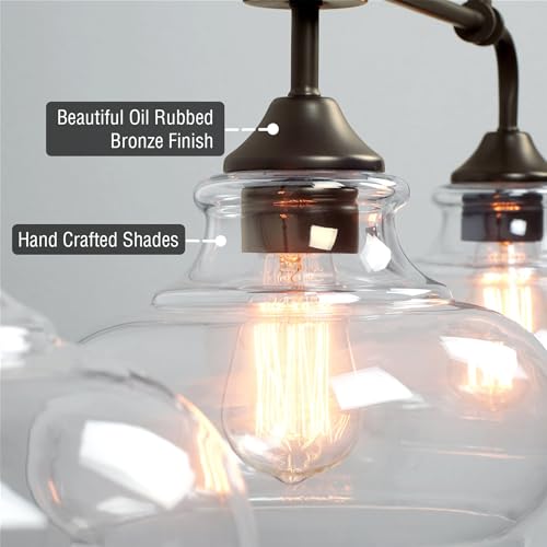 Kira Home Harlow 38" Modern Schoolhouse 3-Light Kitchen Island Light - color: Oil-Rubbed Bronze