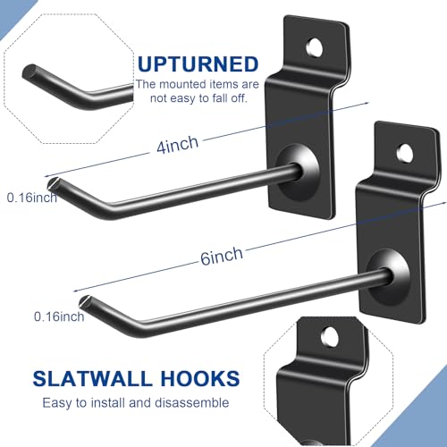 Moxweyeni 100 Slatwall Hooks Display Panel, Black, 4 and 6 Inch - color: Black, size: 4 and 6 Inch