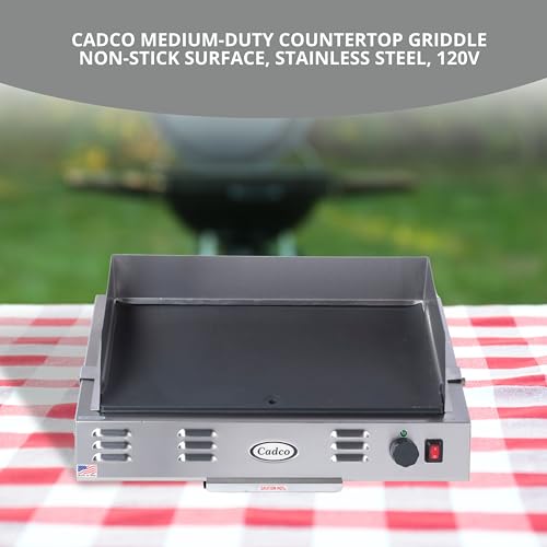 Cadco CG-10 Countertop Space Saver Griddle, Stainless Steel, 120v, 21" x 12" Cooking Area, For Commercial Use