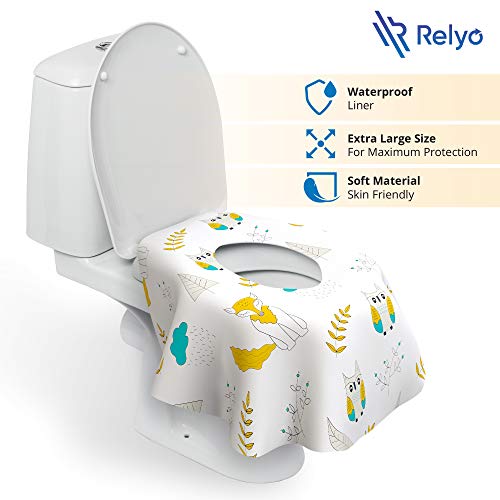 Relyo Disposable Toilet Seat Cover for Travel – 20 Pack with Covers Wrapped in Sets of 2, Non-Flushable Liners, Fits Most Seats – Kids, Toddlers, Adults (Owls, 20) - color: Owls