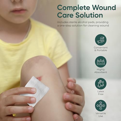 100pc 4x4 Gauze Swabs with 10 Alcohol prep Pads with 1pc Medical Tape