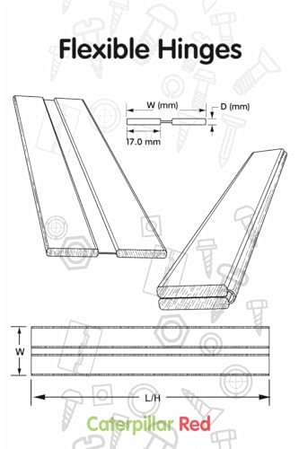 5 x 50mm, 2", low profile flex hinges, flexible living hinges, Transparent, Continuous Acrylic Piano Hinges,