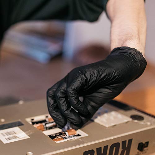 GLOVEWORKS Nitrile Gloves Disposable 5 mil Black Size Large Box of 100 - color: Black, size: Large