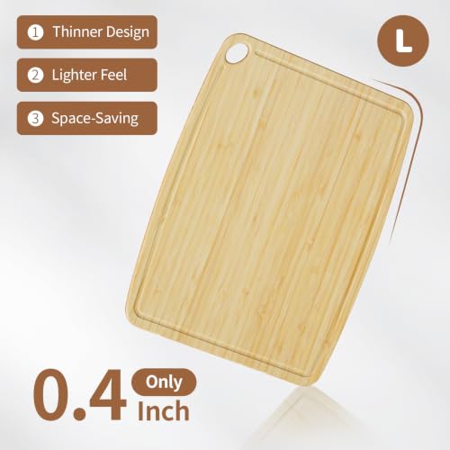 Dishwasher Safe Cutting Board,Bamboo Cutting Board with Juice Groove - color: Natural, size: Large (15.3"L x 11.6"W)