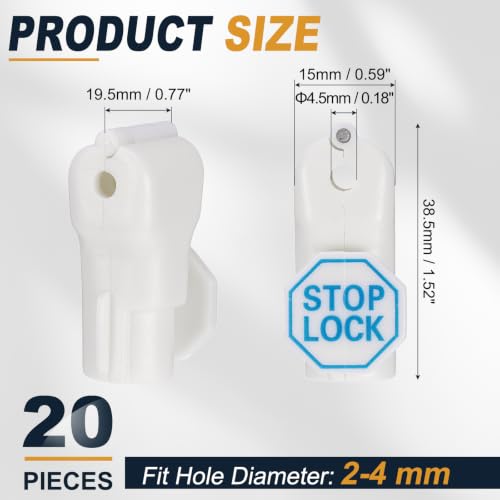 uxcell Pegboard Hook Stop Locks, 4.5mm White Display Hook Locks 20Pcs - color: White, size: 4.5mm