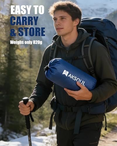 AKSOUL Sleeping Pad for Camping Mat: Self-Inflating Ultralight & Compact Air Mattress Lightweight Inflatable Pad for Camping Hiking Backpacking Blue - color: Navy Blue