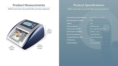 AccuBANKER D500 Automatic Counterfeit and Value Detector, 2 Pack