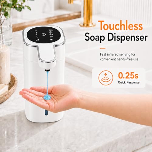 Automatic Liquid Soap Dispenser Touchless, USB Rechargeable (White) - color: White