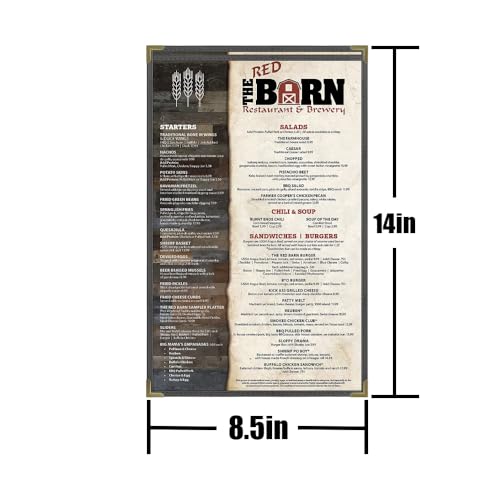 Goodsmart Pajco Style Restaurant Menu Covers – Pack of 10, Side-Loading Menu Holders, Single Stitched Edge, Clear Vinyl Menu Sleeves, Leatherette Trim, Gold Corners, Black, 1 View (8.5" x 14") - color: Black, size: 1 View - 8.5" x 14"