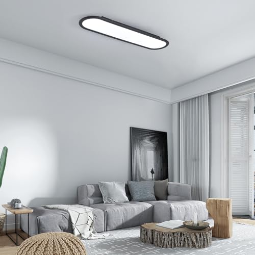 Ganeed Modern Linear Ceiling Lights, 36W LED High Brightness Long Ceiling Lamp, 27.6 Inch Ultra Thin Low Profile Light Fixture for Bedroom Kitchen Closet Hallway, Black/Cool White 6000K - color: Cool White/27.6 Inch/Black, size: Cool White/27.6 Inch