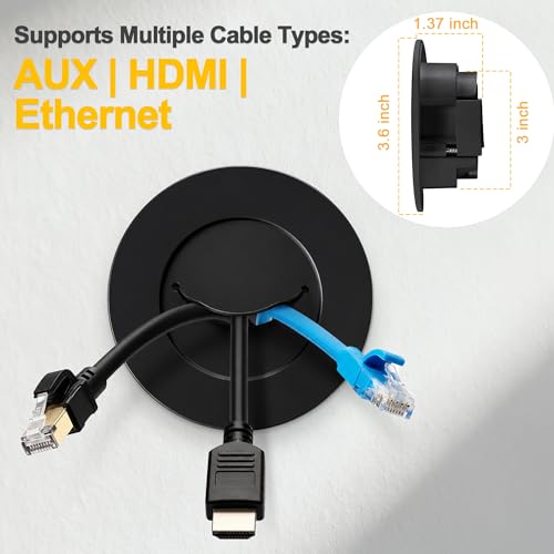 ZhiYo TV Cord Hider for Wall Mounted TV, in Wall Cable Management Kit for TV, Black Behind Wall Cord Concealer with 4 Cable Pass Throughs and 1 Hole Saw Drill Attachmen - color: Black, size: 4 Pack