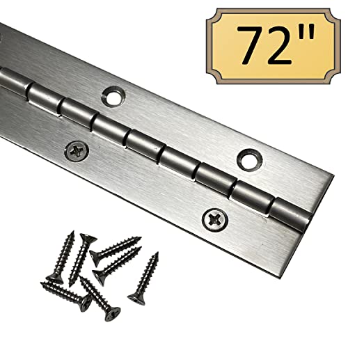 Heavy Duty 1.5" x 72" Stainless Steel Piano Hinge - .060" Thick - ¾ S.S. Screws Included - 2 Pack - color: 2 Hinges, size: 72 Inch