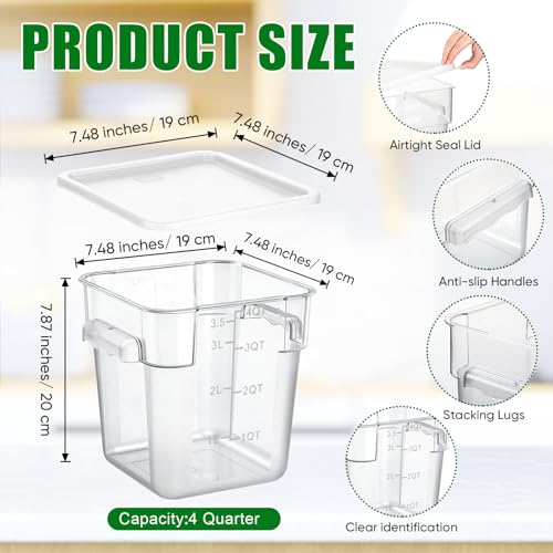 FoldTier 2 Pcs Square Food Storage Containers, White, 4 Qt - color: White, size: 4 Qt
