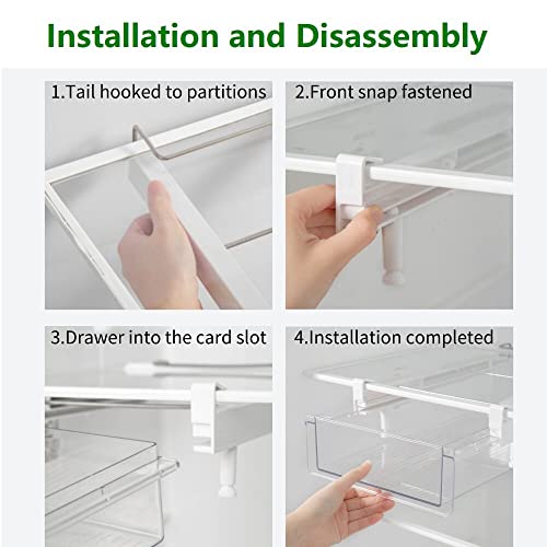 vacane Refrigerator Organizer Bins, Clear Plastic Fridge Drawer With Handle Pull Out Fridge Drawer Organizer Under Shelf Drawer For Cheese, Deli Meat, Drinks, Fruit, Vegetable, Heavy Duty-M