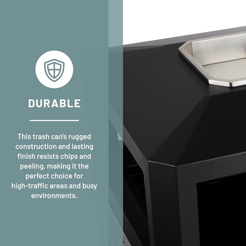 Safco Evos Steel Trash Can, 38 Gallons, Indoor and Outdoor Use, Commercial Garbage Can with Plastic Liner and Ashtray - size: 38 Gallon, style: Side Open/Ash Urn